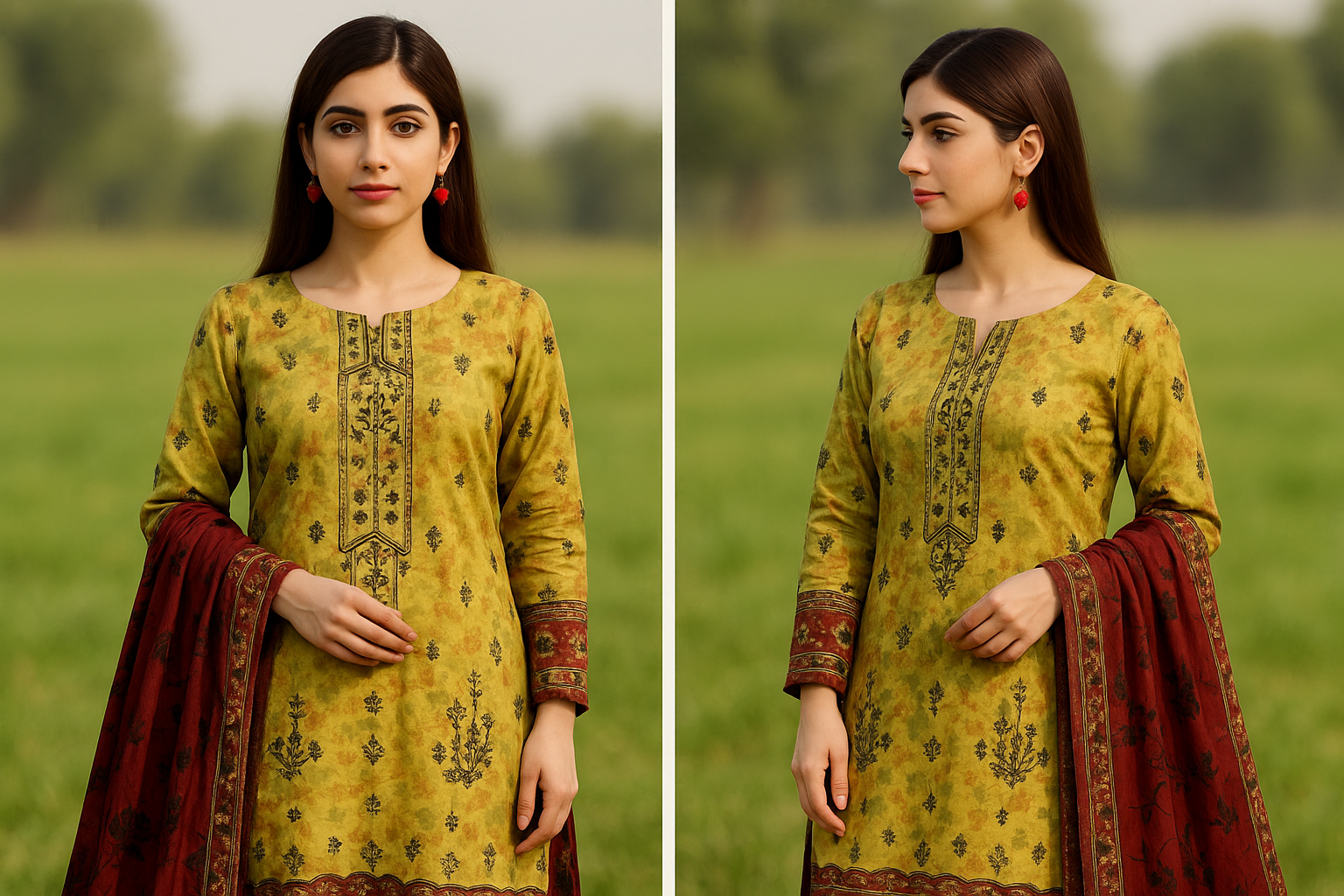 Digital Printed Lawn Sequence Two Head EMB Shirt Sethi Brothers